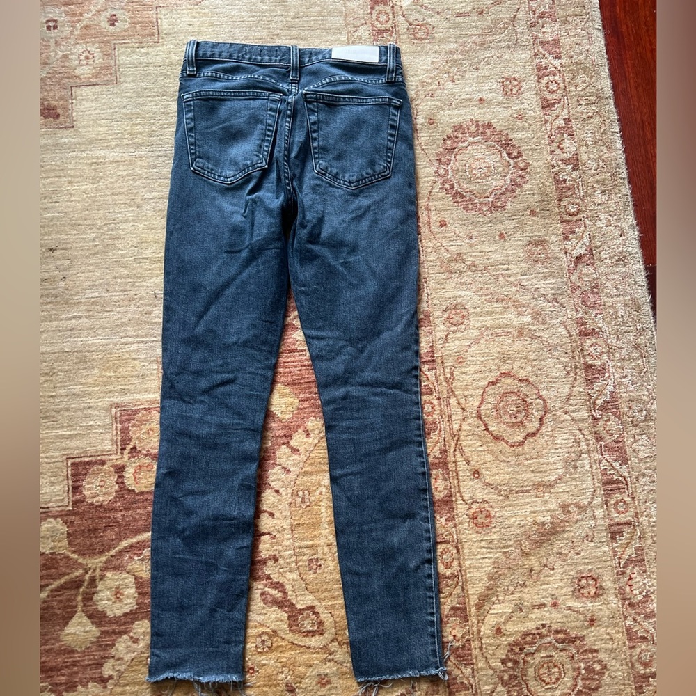 Redone Originals High Rise Ankle Crop with Stretch in Worn Black - Picture 5 of 6